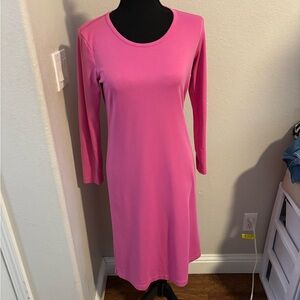 Lands' End Vibrant Pink Long Sleeve Dress
